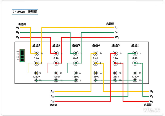 便携式功率剖析仪2*2V3A接线示意图